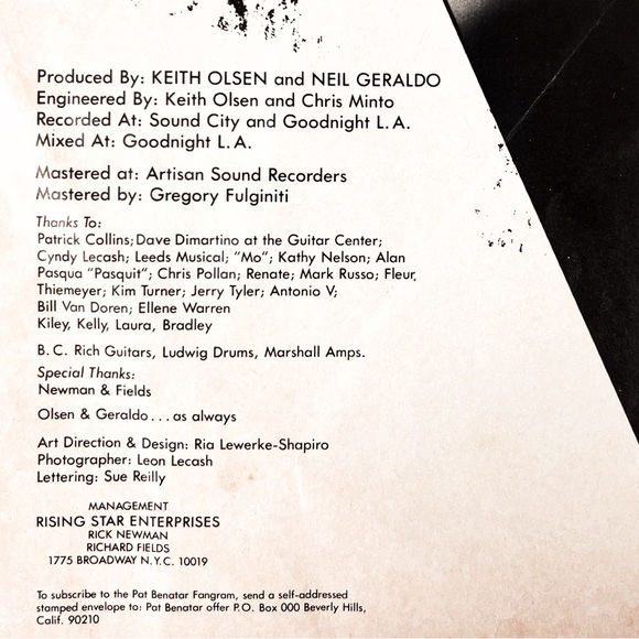 {Vintage Vinyl} PAT BENATAR • 1981 - Picture 4 of 6
